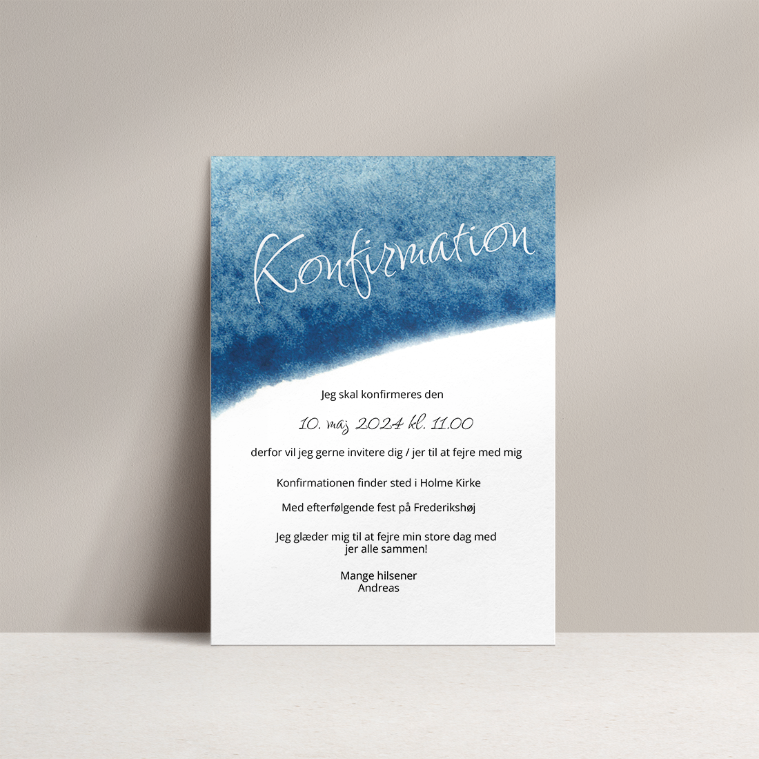 Konfirmationsinvitation Something Blue Blå konfirmationsinvitation - Something Blue