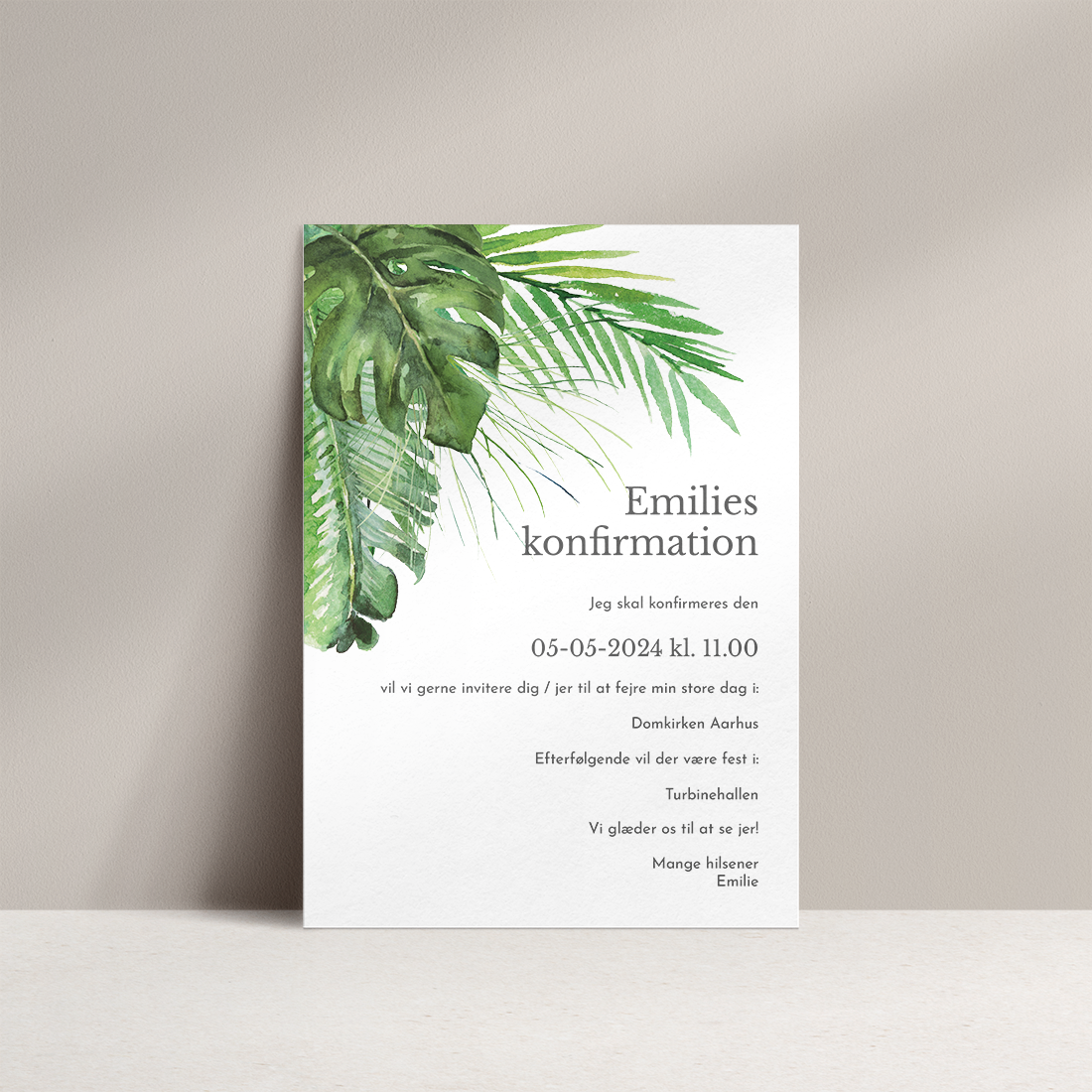 Konfirmationsinvitation Tropical Breeze Konfirmationsinvitation Tropical Breeze - Tropisk konfirmationsinvitation på mat hvidt papir