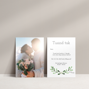 Takkekort Mistletoe med jeres billede på forsiden og illustration af mistelten og tekst på bagsiden
