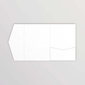 Hvid pocketfold til bryllupsinvitation i akvarelpapir med struktur