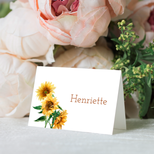 Bordkort Foldet Sunflowers med illustration af solsikke