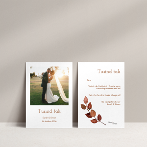 Takkekort Autumn Wreath til bryllup med efterårsblade