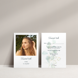Takkekort Eucalyptus til Konfirmation / nonfirmation med eukalyptusblade