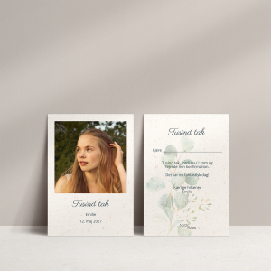 Takkekort Eucalyptus til Konfirmation / nonfirmation med eukalyptusblade
